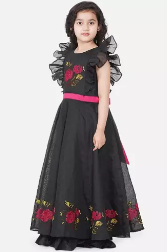Floral printed keyhole neck fit & flare maxi dress