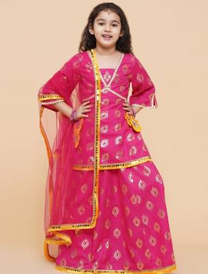 Girls printed foil print ready to wear lehenga & blouse with dupatta 1