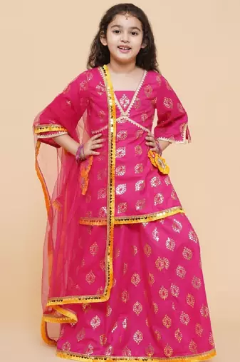 Girls printed foil print ready to wear lehenga & blouse with dupatta