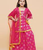 Girls printed foil print ready to wear lehenga & blouse with dupatta
