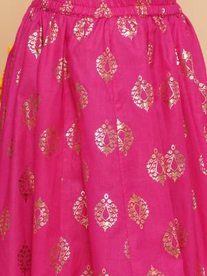 Girls printed foil print ready to wear lehenga & blouse with dupatta 3