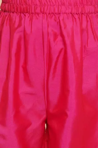 Girls embroidered angrakha kurta with trousers & dupatta