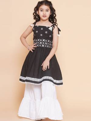 Girls embroidered pure cotton kurta with sharara 1