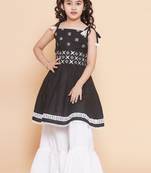 Girls embroidered pure cotton kurta with sharara