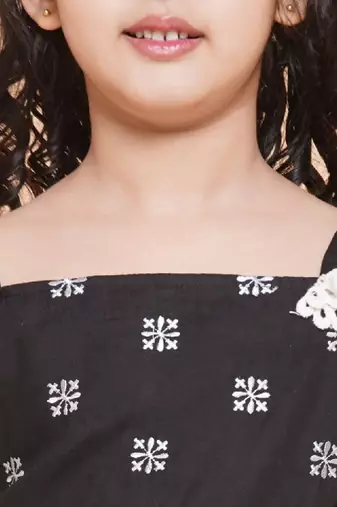 Girls embroidered pure cotton kurta with sharara