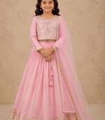 Girls embroidered thread work ready to wear lehenga & blouse with dupatta