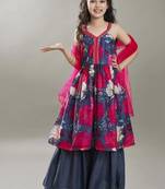 Girls floral printed regular kurta set and dupatta