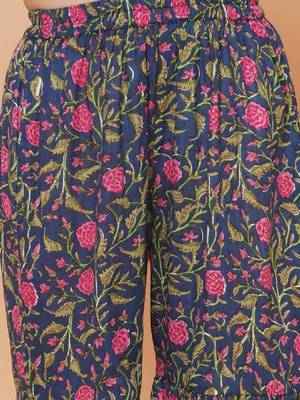 Girls floral printed angrakha gotta patti pure cotton kurta set 3