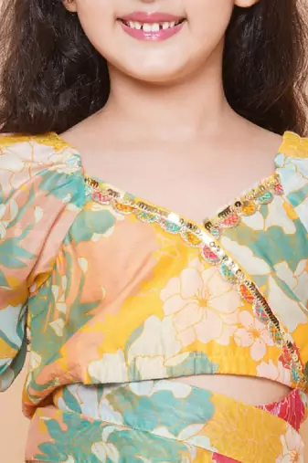 Girls floral printed ready to wear lehenga & choli