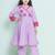 Girls floral embroidered sequinned pure cotton anarkali kurta with trouser