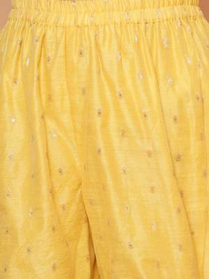 Girls yellow angrakha gotta patti kurta with sharara & with dupatta 3