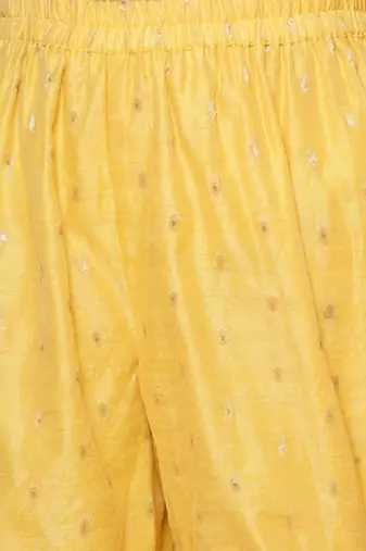 Girls yellow angrakha gotta patti kurta with sharara & with dupatta