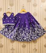 Girls embroidered zari work silk ready to wear lehenga & blouse