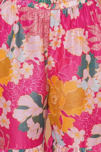 Girls pink floral printed angrakha gotta patti kurta with sharara & with dupatta