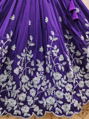 Girls embroidered zari work silk ready to wear lehenga & blouse 4