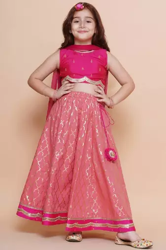 Girls embroidered ready to wear lehenga & blouse with dupatta
