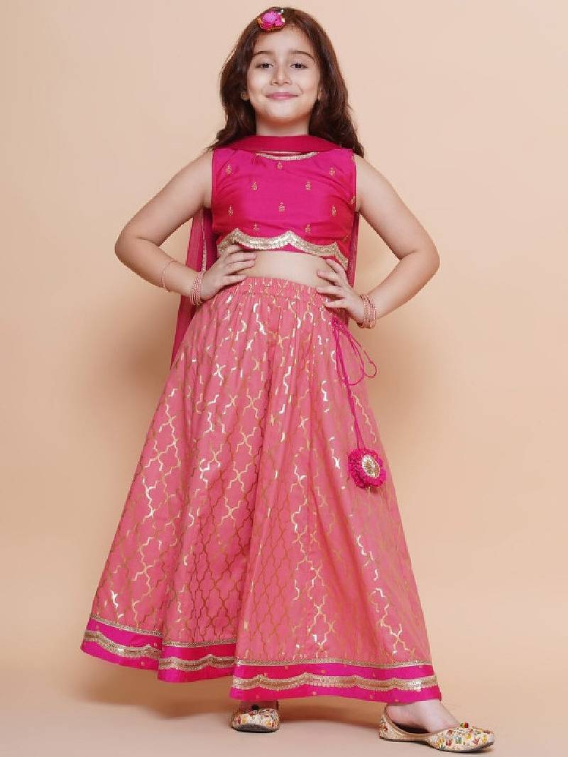 Girls embroidered ready to wear lehenga & blouse with dupatta