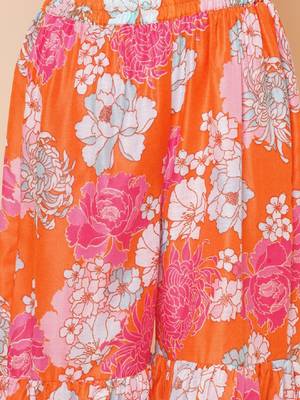 Girls floral printed angrakha gotta patti kurta with sharara & dupatta 3