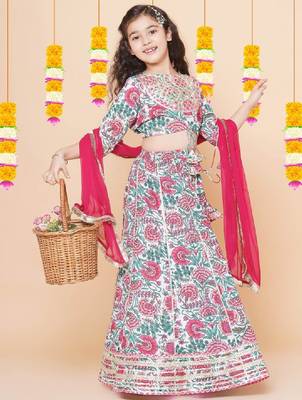 Girls floral printed ready to wear lehenga & blouse with dupatta 1