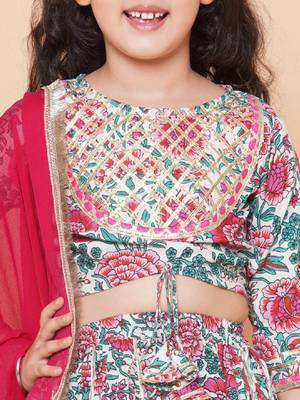 Girls floral printed ready to wear lehenga & blouse with dupatta 2
