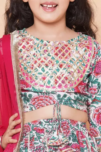 Girls floral printed ready to wear lehenga & blouse with dupatta