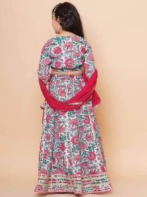 Girls floral printed ready to wear lehenga & blouse with dupatta 4