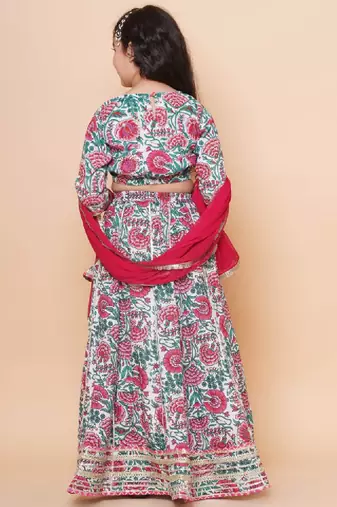 Girls floral printed ready to wear lehenga & blouse with dupatta