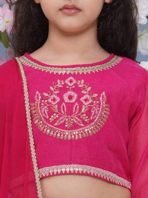 Girls floral embroidered ready to wear lehenga & blouse with dupatta 2