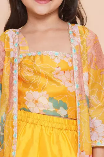 Girls floral printed ready to wear lehenga & blouse with shrug