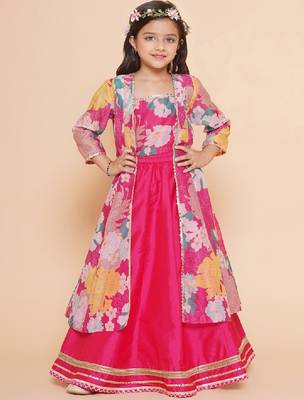 Girls floral printed ready to wear lehenga & blouse with shrug 1