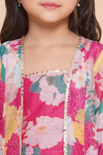 Girls floral printed ready to wear lehenga & blouse with shrug