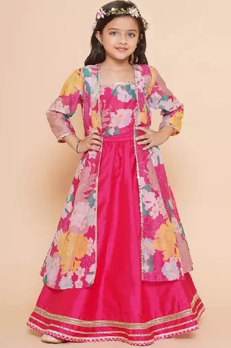 Girls floral printed ready to wear lehenga & blouse with shrug