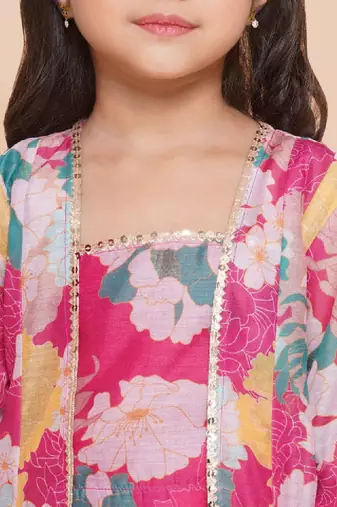 Girls floral printed ready to wear lehenga & blouse with shrug