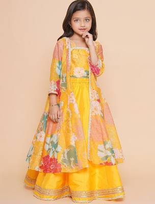 Girls floral printed ready to wear lehenga & blouse with shrug 1