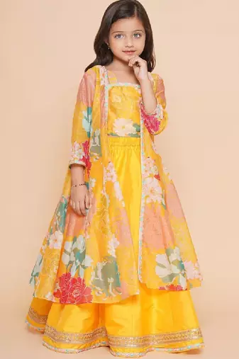 Girls floral printed ready to wear lehenga & blouse with shrug