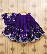 Ganga jambli thread work embroidered silk lehenga choli