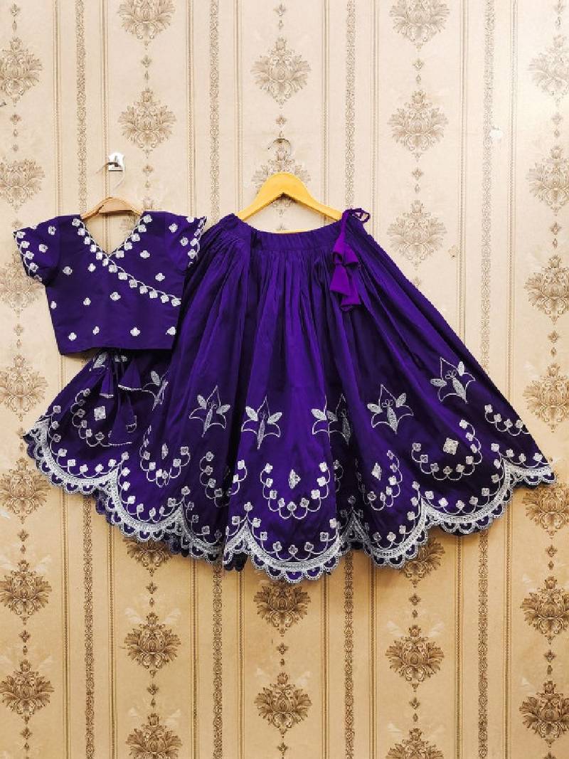 Ganga jambli thread work embroidered silk lehenga choli