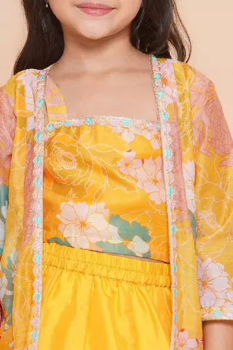 Girls floral printed ready to wear lehenga & blouse with shrug