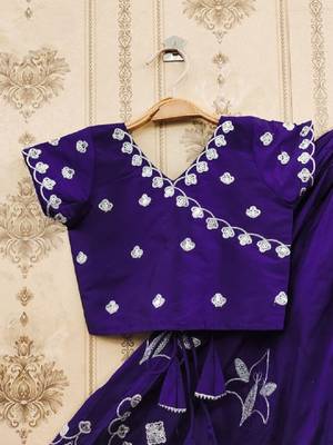 Ganga jambli thread work embroidered silk lehenga choli 3