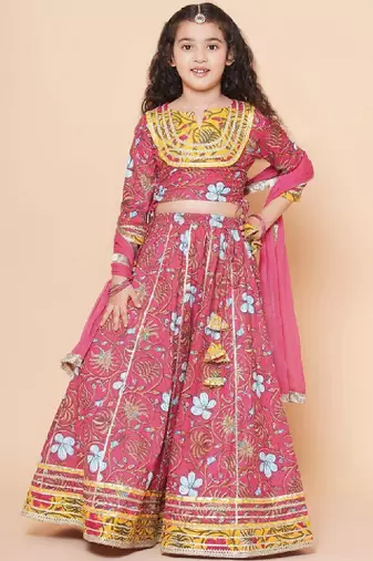 Girls floral printed ready to wear lehenga & blouse with dupatta