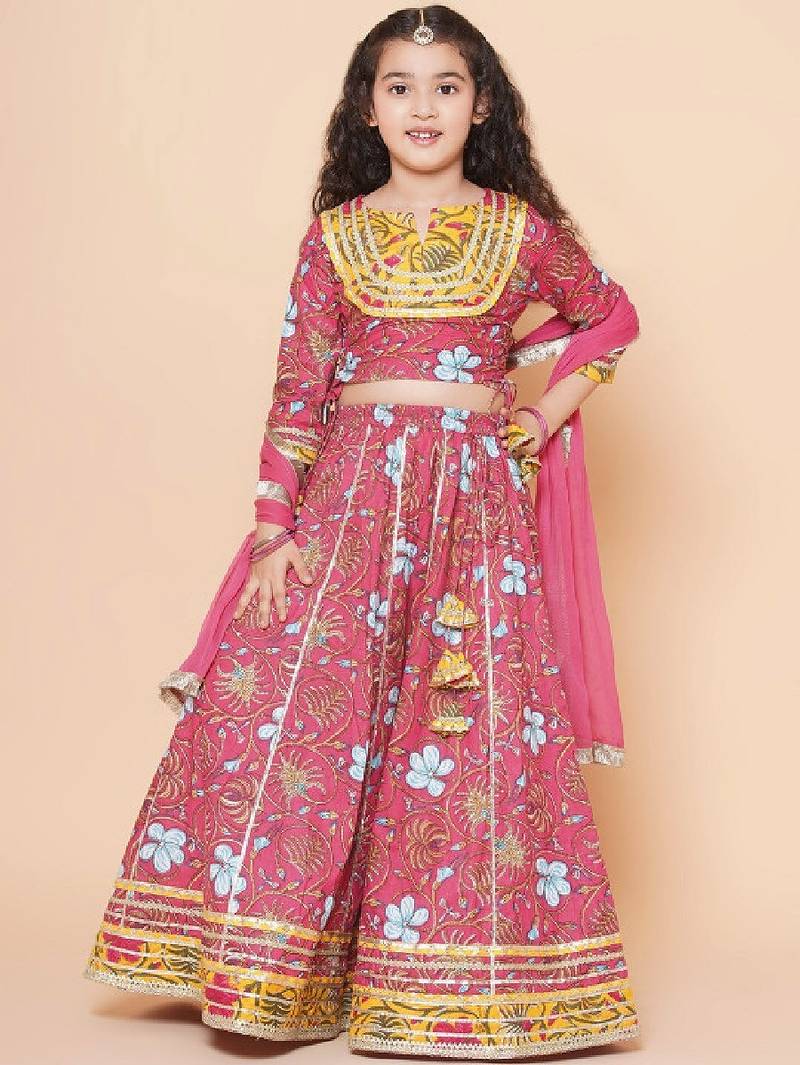 Girls floral printed ready to wear lehenga & blouse with dupatta