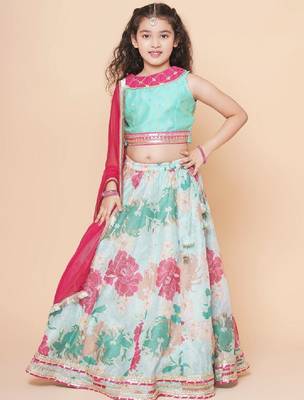 Girls printed gotta patti ready to wear lehenga & blouse with dupatta 1