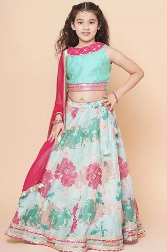 Girls printed gotta patti ready to wear lehenga & blouse with dupatta