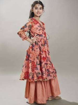 Girls floral printed a-line kurta with sharara 2