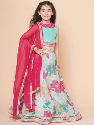 Girls printed gotta patti ready to wear lehenga & blouse with dupatta 3
