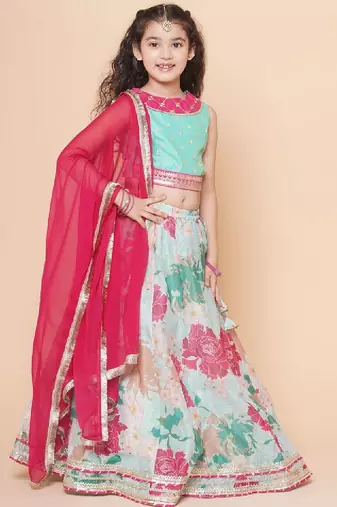 Girls printed gotta patti ready to wear lehenga & blouse with dupatta