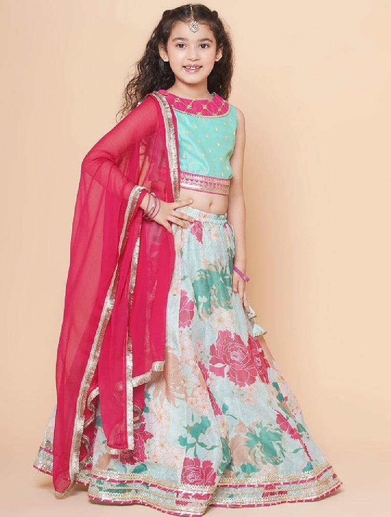 Girls printed gotta patti ready to wear lehenga & blouse with dupatta