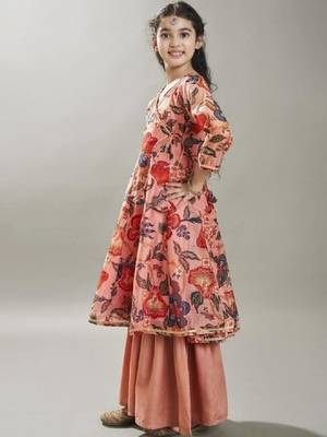 Girls floral printed a-line kurta with sharara 3