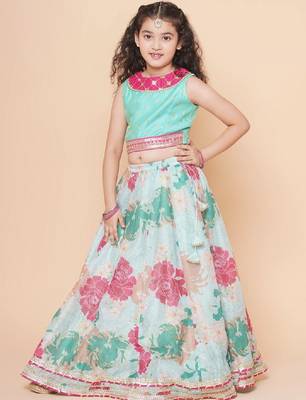 Girls printed gotta patti ready to wear lehenga & blouse with dupatta 4