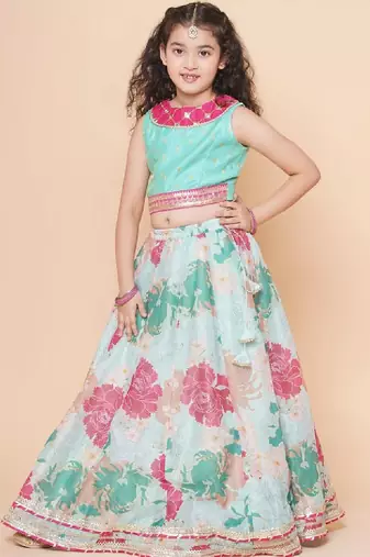 Girls printed gotta patti ready to wear lehenga & blouse with dupatta